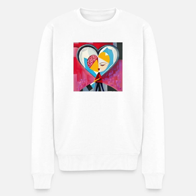 Halb und halb - Männer Premium Bio Pullover - Weiß