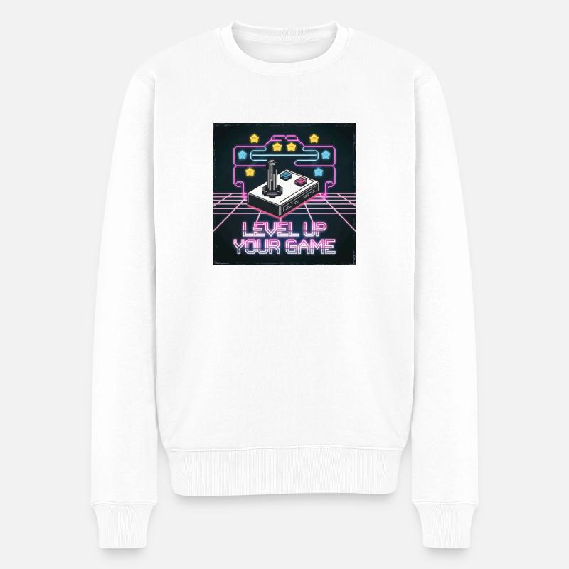 Retro Gaming - Männer Premium Bio Pullover - Weiß