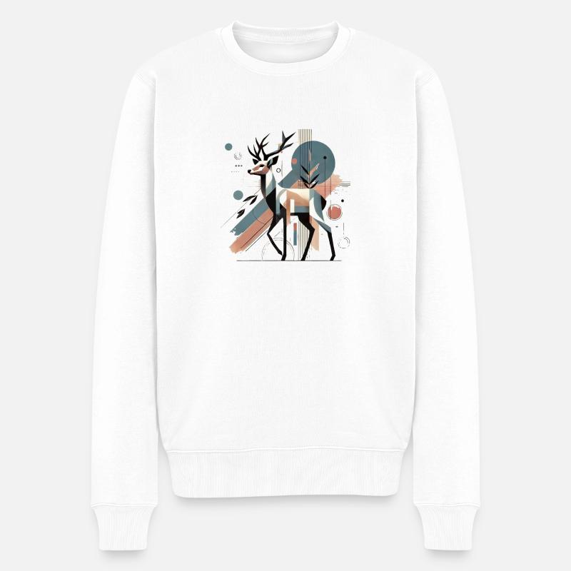 Design Hirsch modern stylish #4 - Männer Premium Bio Pullover - Weiß