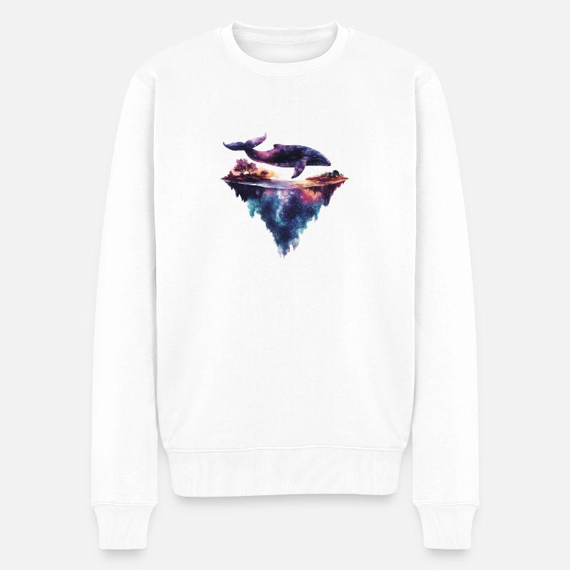Fantasievoller Wal - Männer Premium Bio Pullover - Weiß