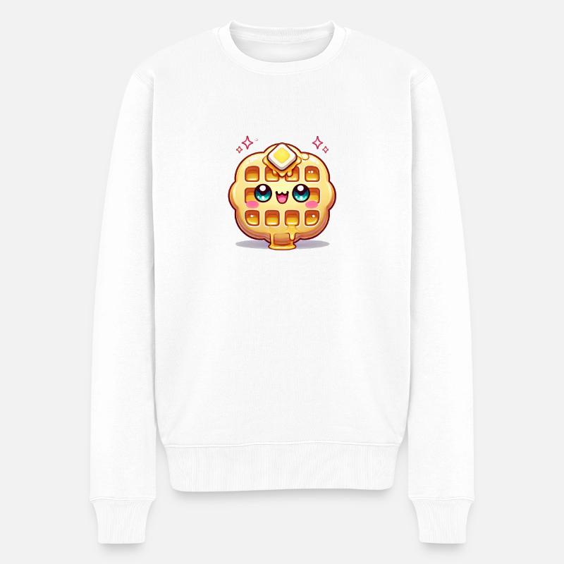 Waffel kawaii Waffel süß - Männer Premium Bio Pullover - Weiß
