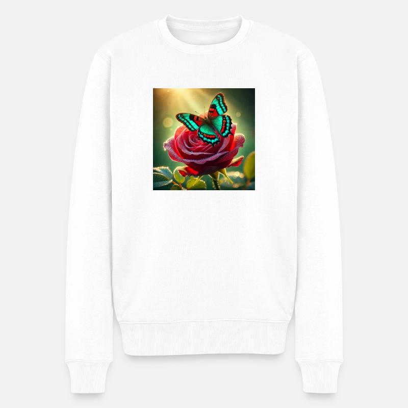 Rose III - Männer Premium Bio Pullover - Weiß