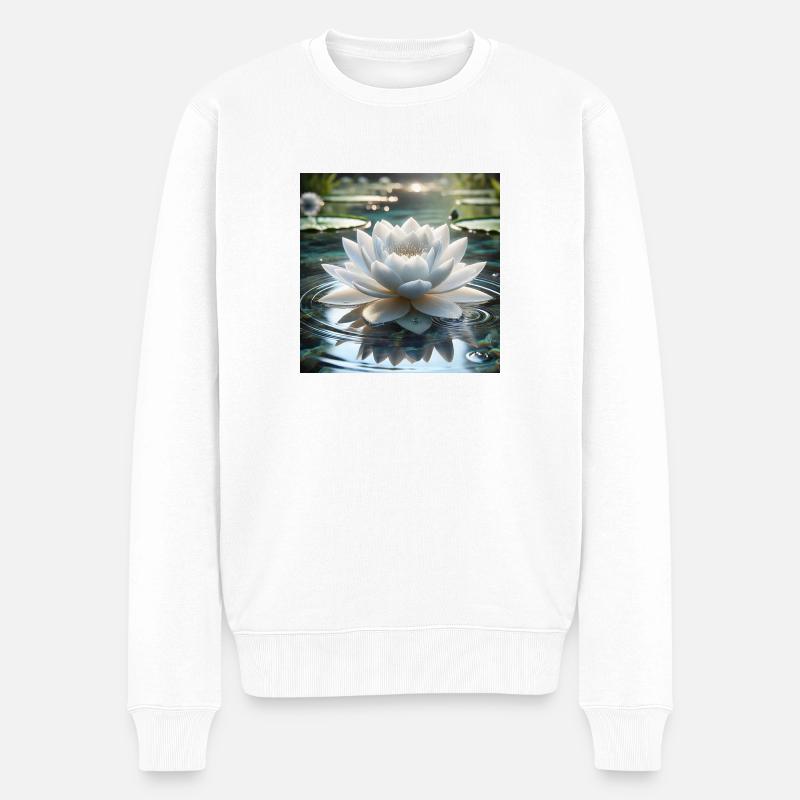 Blüte der Reinheit - Männer Premium Bio Pullover - Weiß