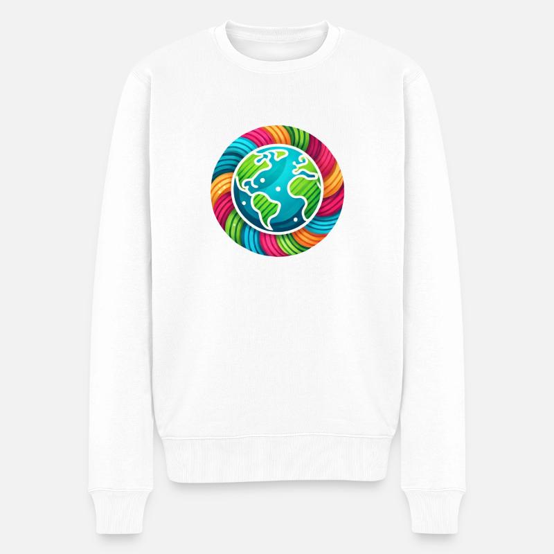 World in Peace - Männer Premium Bio Pullover - Weiß