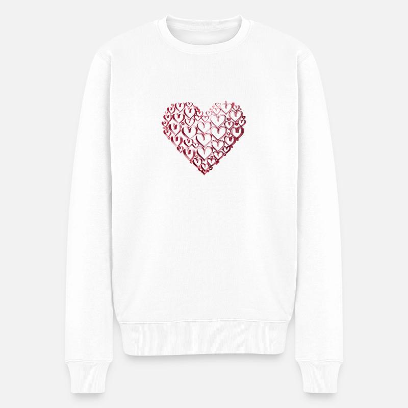 Herz IV - Männer Premium Bio Pullover - Weiß