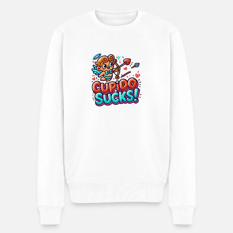 Cupido sucks - Männer Premium Bio Pullover - Weiß