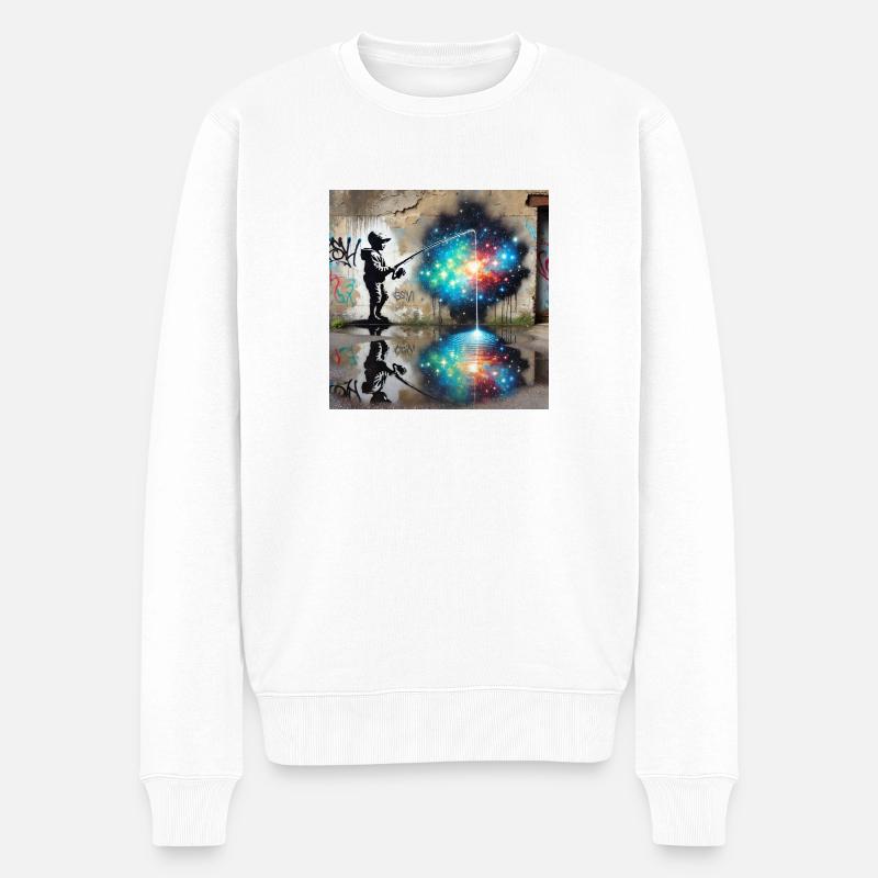 Kein Banksy - Fischen nach Sternen - Männer Premium Bio Pullover - Weiß