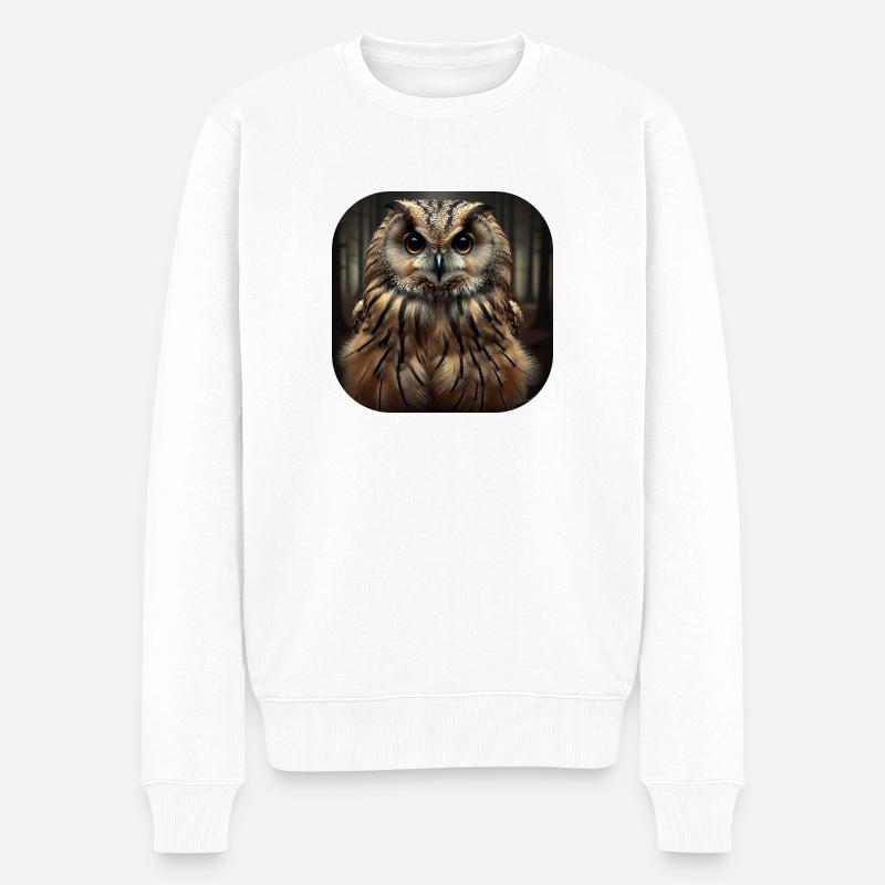 Eule - Männer Premium Bio Pullover - Weiß
