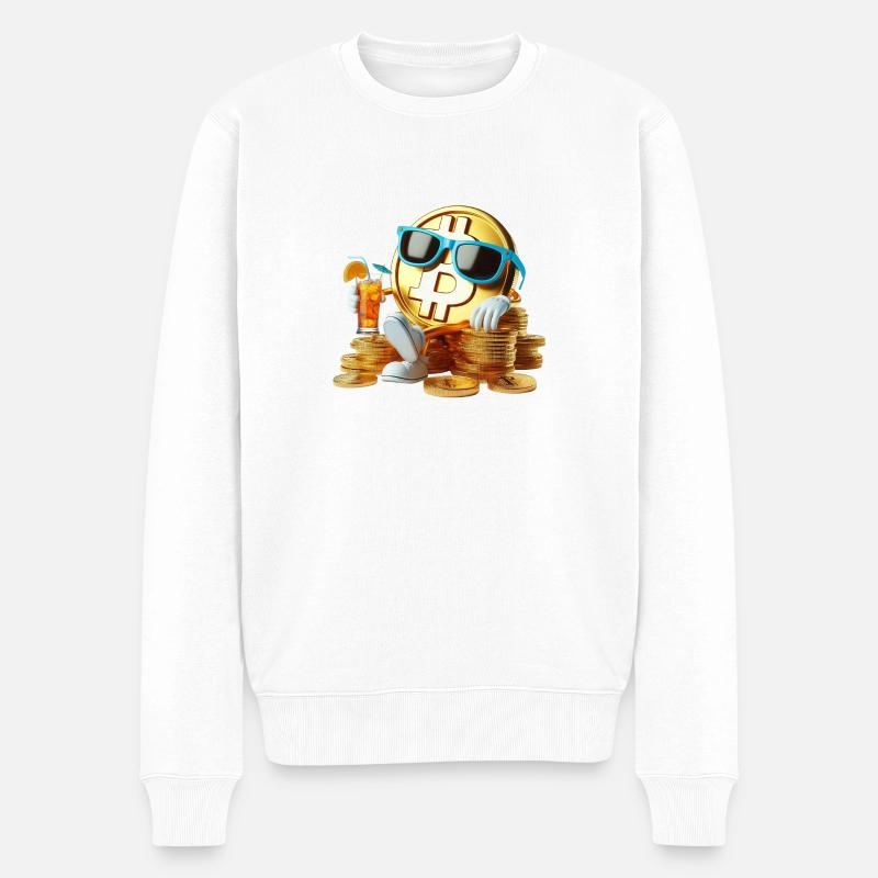 Abschreckender Bitcoin - Männer Premium Bio Pullover - Weiß