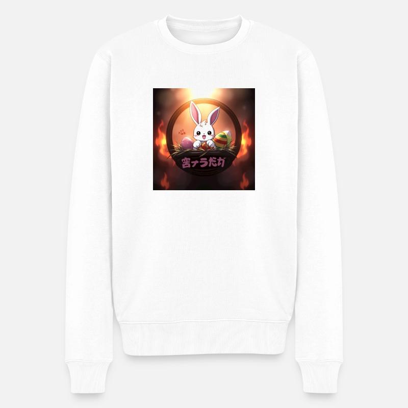 Ostern und Anime - Männer Premium Bio Pullover - Weiß