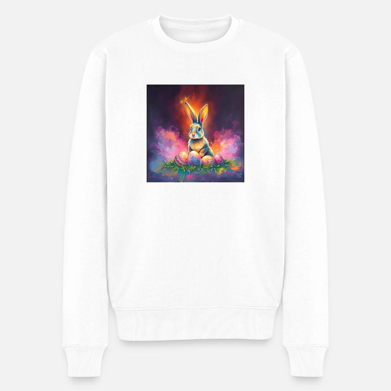 Hasenparty & Eierregen - Männer Premium Bio Pullover - Weiß
