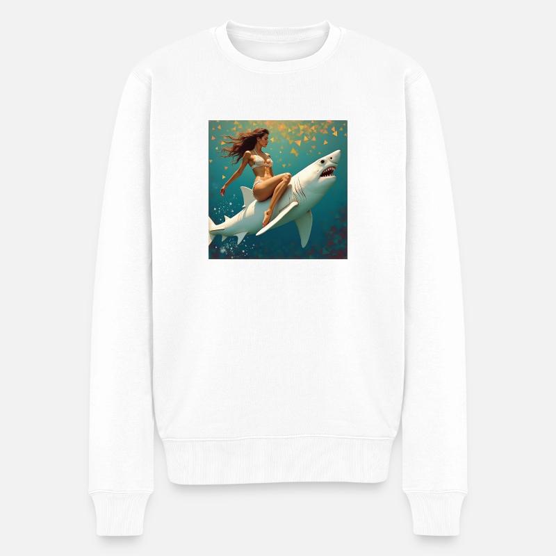 Balade avec requin - Pull Premium bio Homme - blanc
