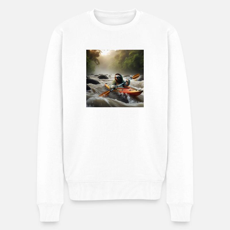 Faultier Wanderer Kajak - Männer Premium Bio Pullover - Weiß