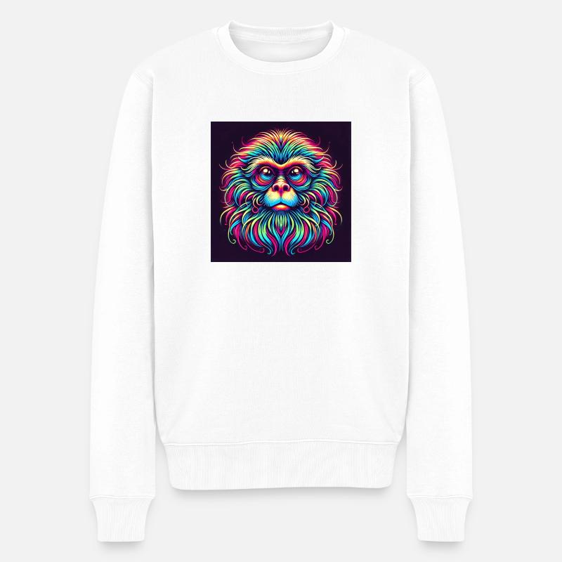 Affe - Männer Premium Bio Pullover - Weiß