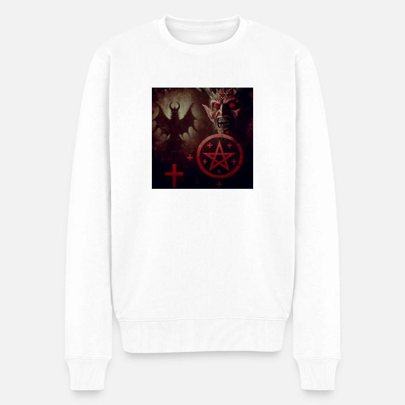 Luzifer und Dämon - Männer Premium Bio Pullover - Weiß