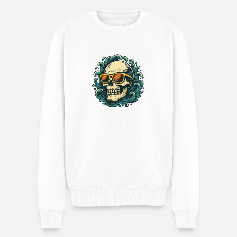 Wave Rider – Skull Vibes - Pull Premium bio Homme - blanc