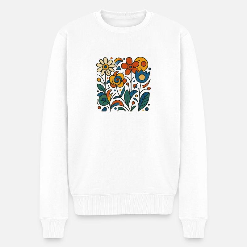 Blumen - Männer Premium Bio Pullover - Weiß