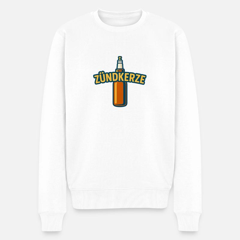 Zündkerze in Bier - Männer Premium Bio Pullover - Weiß