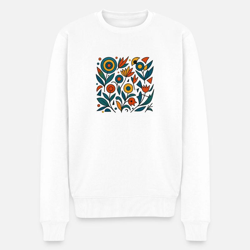 Fleurs abstraites - Pull Premium bio Homme - blanc