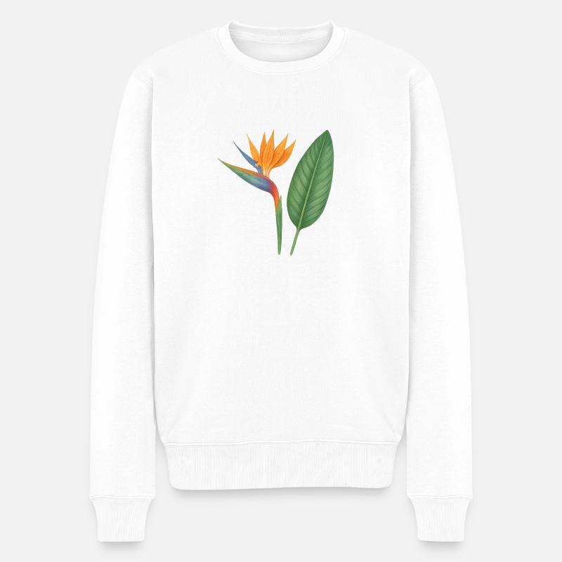 Strelitzia – fleurs exotiques - Pull Premium bio Homme - blanc