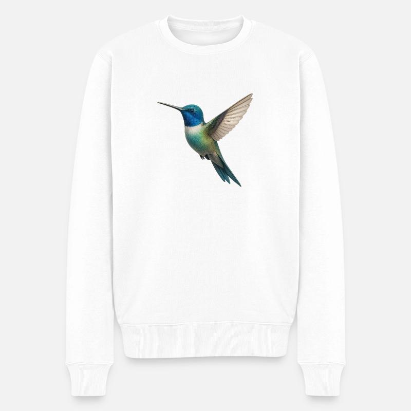 Kolibri – Leichtigkeit in Farben - Männer Premium Bio Pullover - Weiß