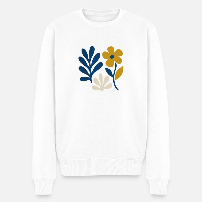 Florale Komposition – Blau & Senf - Männer Premium Bio Pullover - Weiß