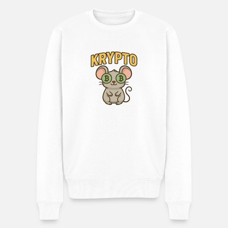 Krypto Maus - Männer Premium Bio Pullover - Weiß