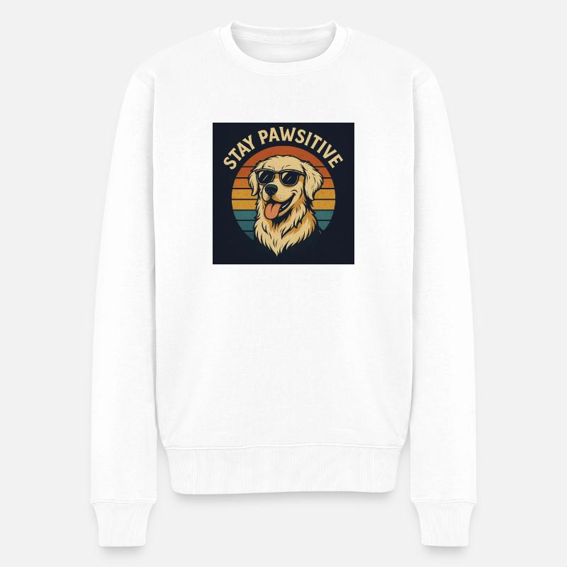 Stay Pawsitive Goldie - Männer Premium Bio Pullover - Weiß