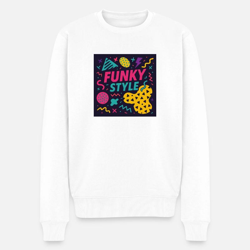 Funky Style – Memphis Madness - Männer Premium Bio Pullover - Weiß