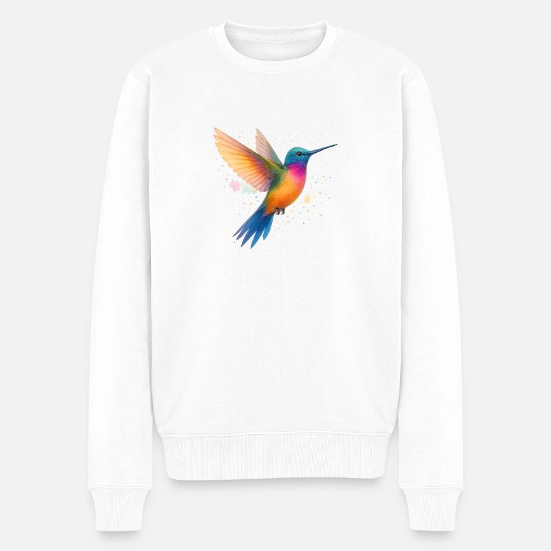 Tanzender Regenbogen-Kolibri - Männer Premium Bio Pullover - Weiß