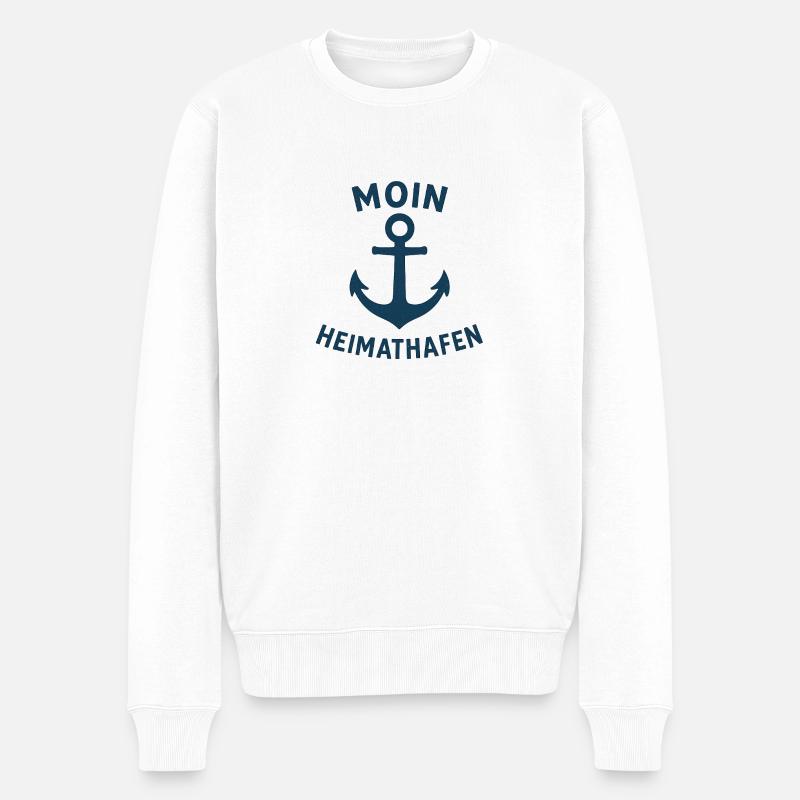 Moin Heimathafen - Männer Premium Bio Pullover - Weiß