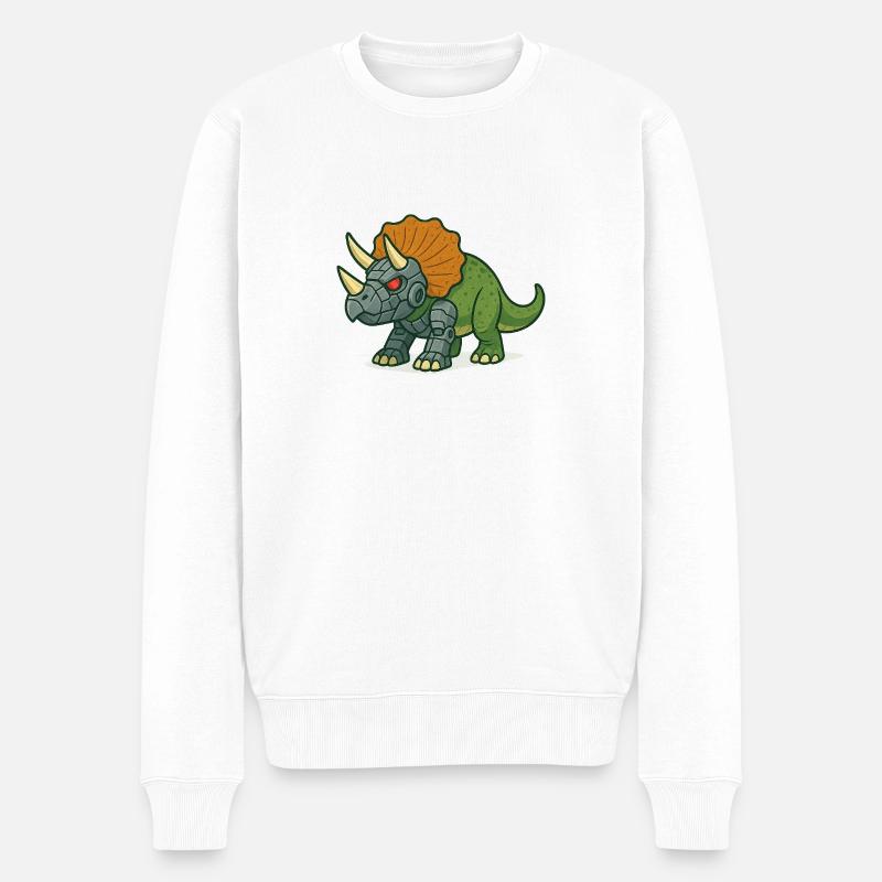 Triceratops Roboter Verwandlung - Männer Premium Bio Pullover - Weiß