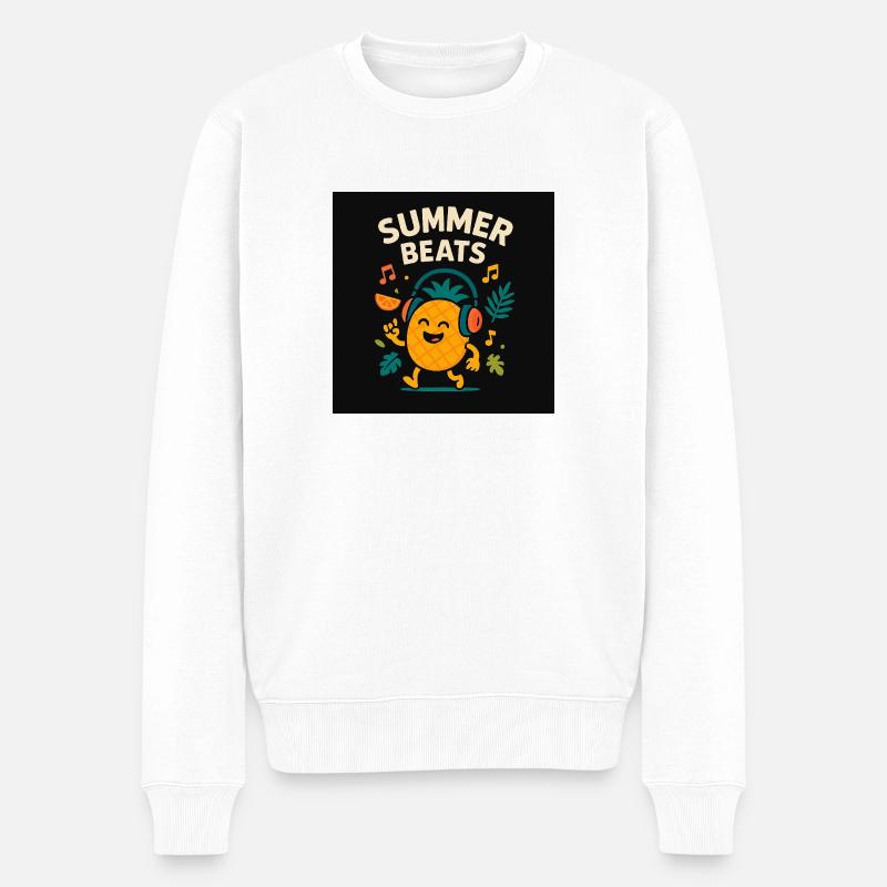 Pineapple DJ – Sommer-Beats - Männer Premium Bio Pullover - Weiß