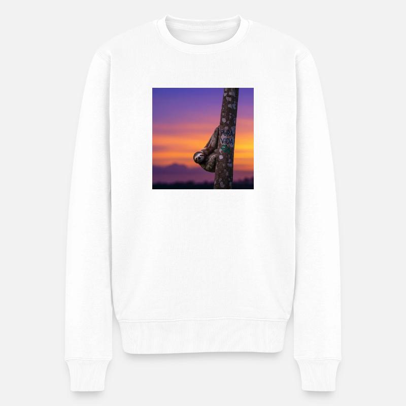 Faultier Wanderer Pura Vida - Männer Premium Bio Pullover - Weiß