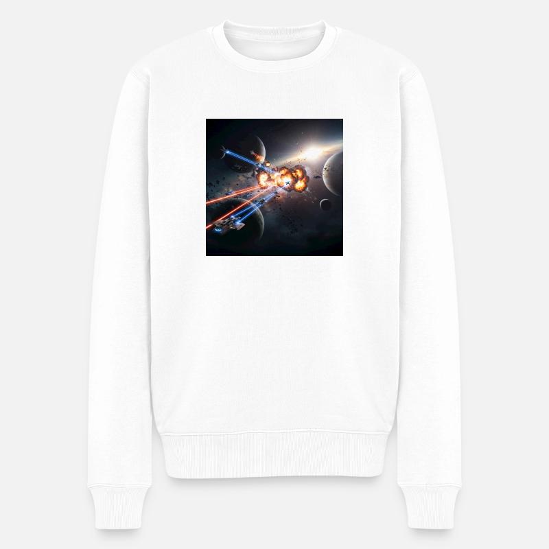 Futuristische Raumfahrt-Illusion - Männer Premium Bio Pullover - Weiß