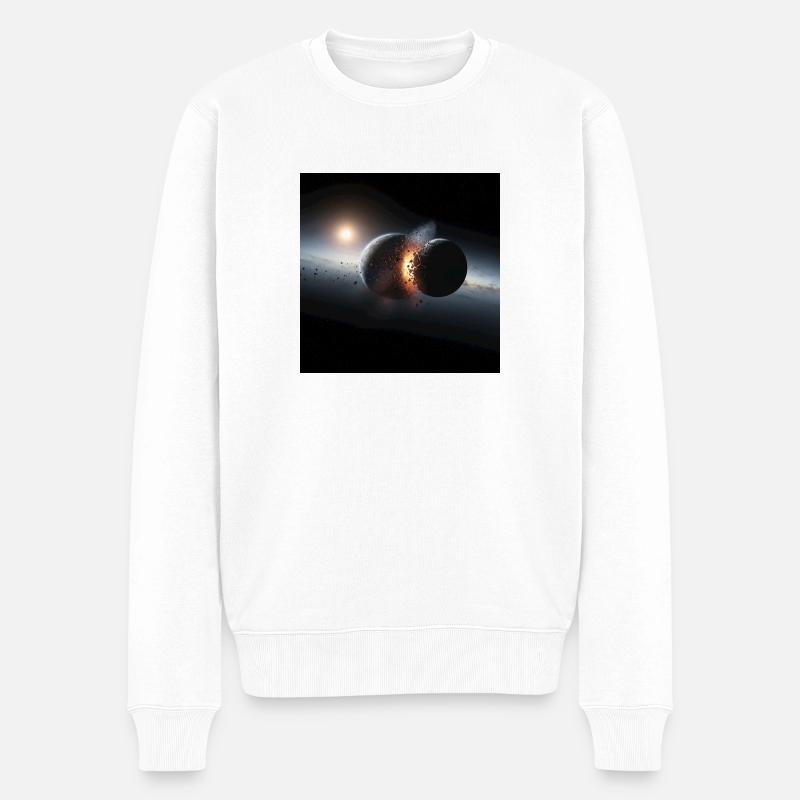 Kosmisches Eclipse Design - Männer Premium Bio Pullover - Weiß
