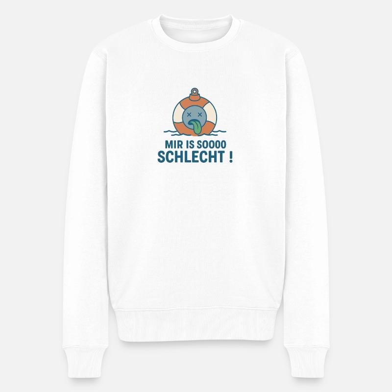 Wellen-Wahnsinn - Männer Premium Bio Pullover - Weiß