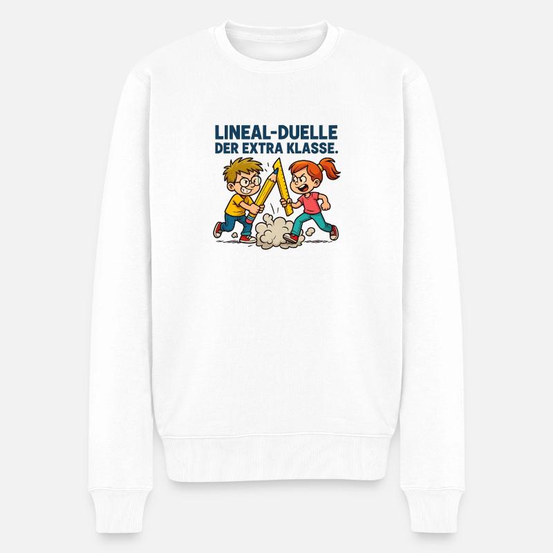 Lineal Duelle - Männer Premium Bio Pullover - Weiß