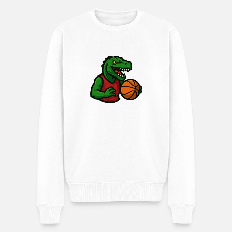 dino basketball comic - Männer Premium Bio Pullover - Weiß