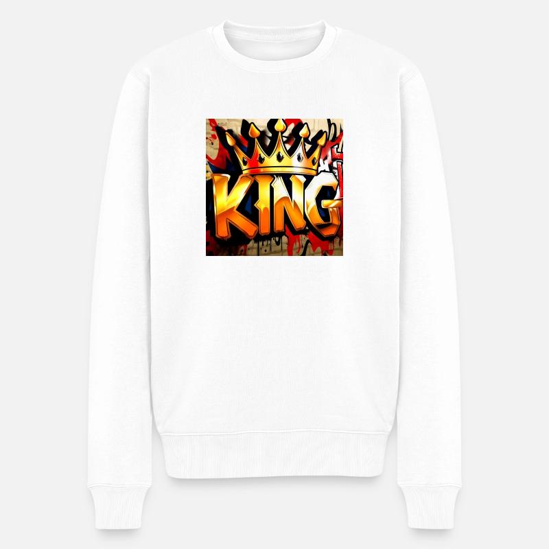 King - Männer Premium Bio Pullover - Weiß