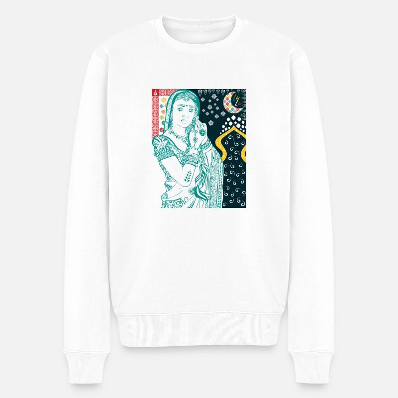 Hindu Frau - Männer Premium Bio Pullover - Weiß