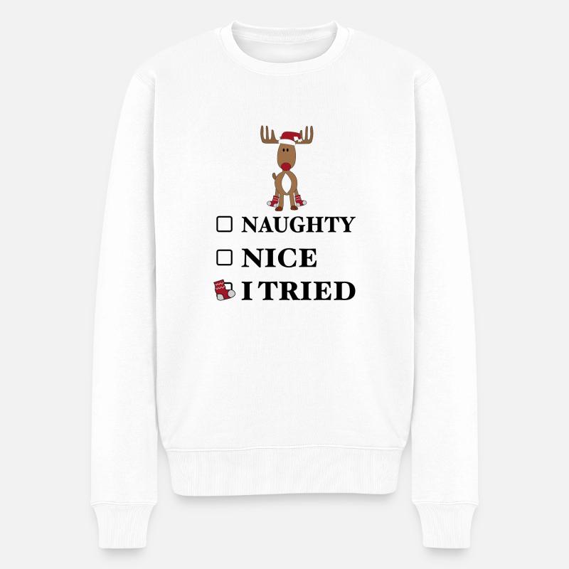 Weihnachten - Männer Premium Bio Pullover - Weiß