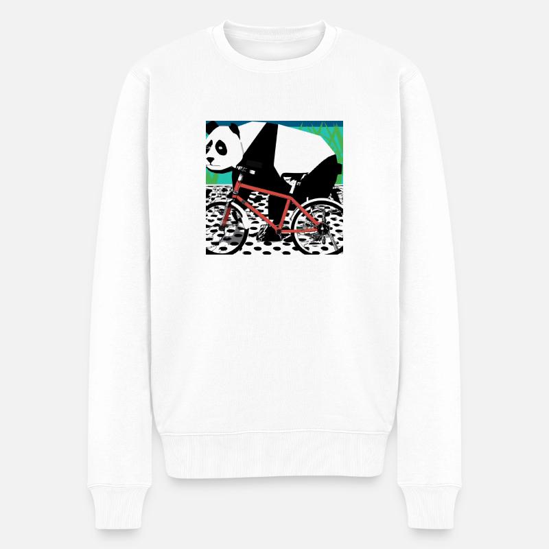 Panda sur le vélo - Pull Premium bio Homme - blanc