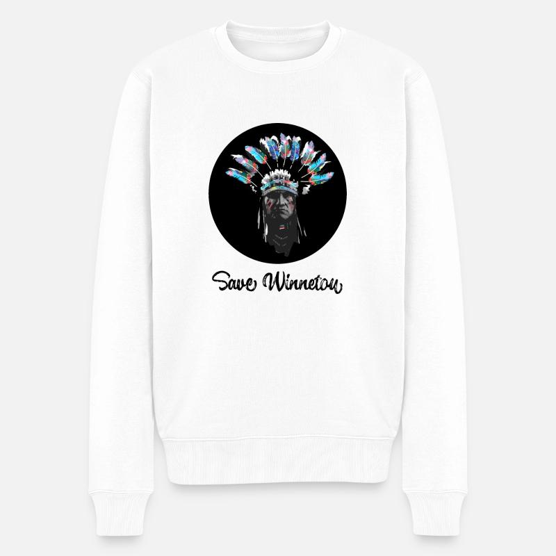 sauvez winnetou,winnetou,indiens,graffiti,cercle, - Pull Premium bio Homme - blanc