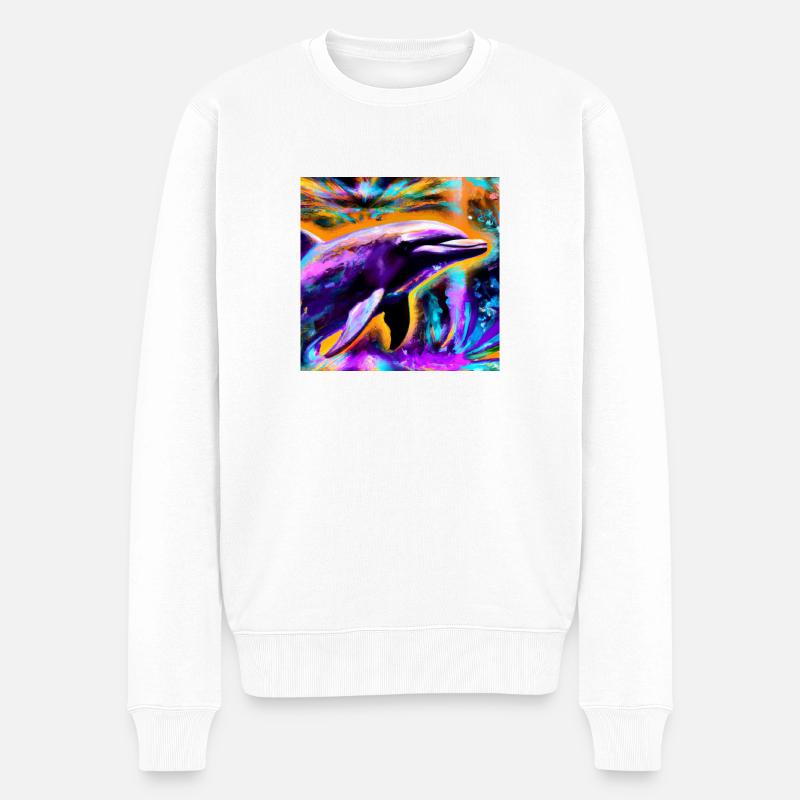Delphin - Männer Premium Bio Pullover - Weiß