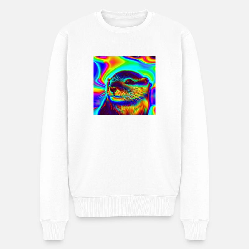 Der Otter - Männer Premium Bio Pullover - Weiß