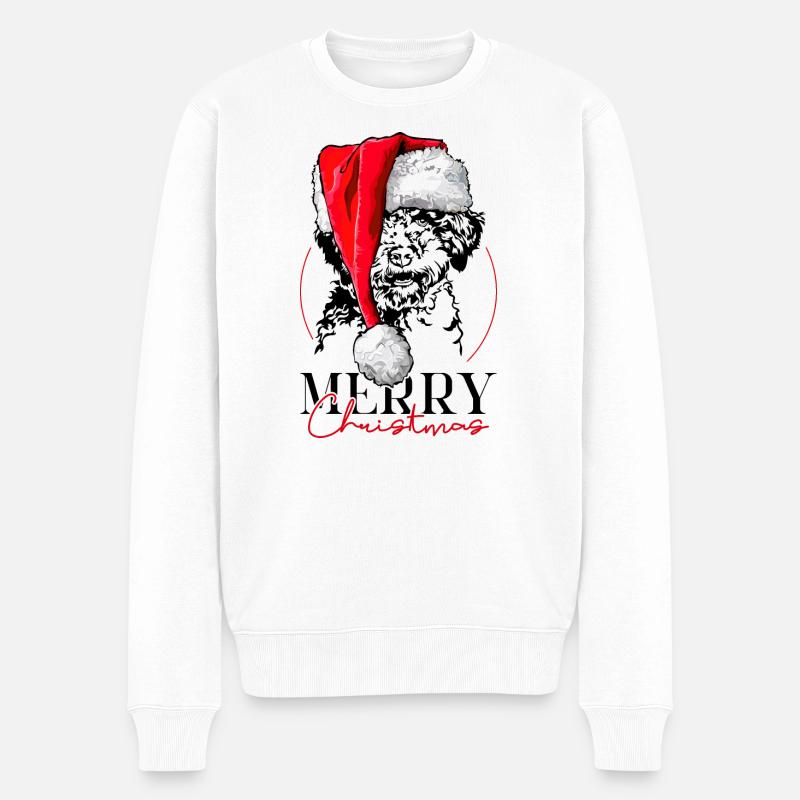 Santa Lagotto Romagnolo Joyeux Noël Wilsigns - Pull Premium bio Homme - blanc