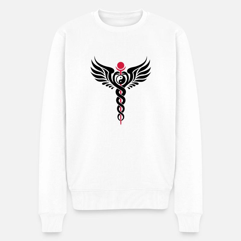 Caduceus, Yin Yang, Winged Serpent, Hermetic - Økologisk premium-sweatshirt til mænd - hvid