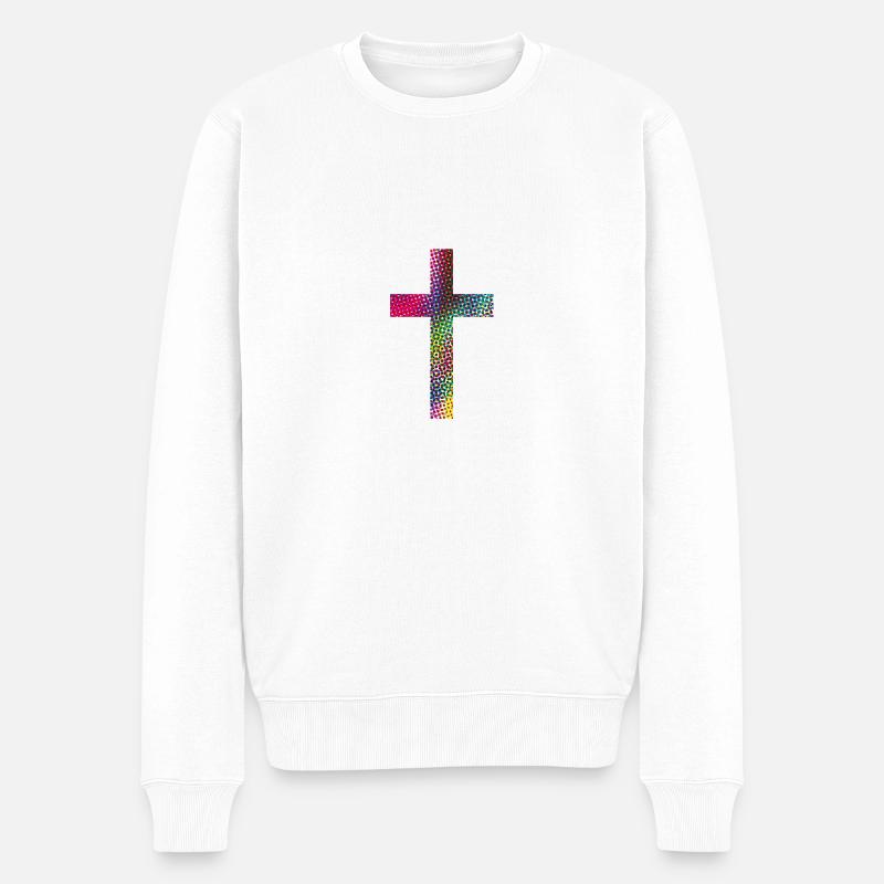 Croix Stained - Pull Premium bio Homme - blanc