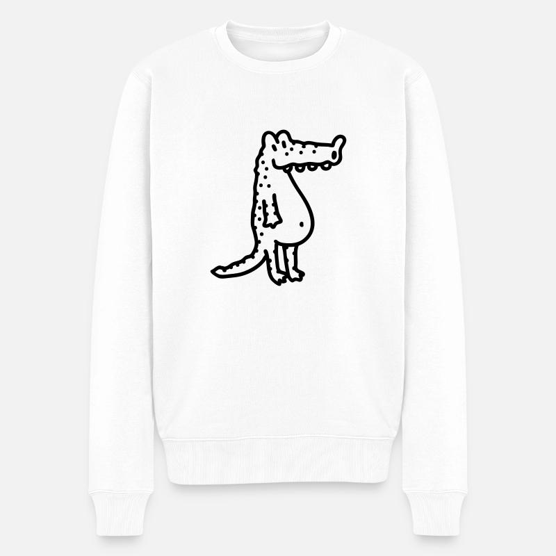 Krokodil - Line - Männer Premium Bio Pullover - Weiß